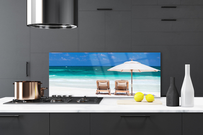 Küchenrückwand Spritzschutz Strand Liegestühle Landschaft