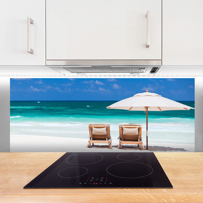 Küchenrückwand Spritzschutz Strand Liegestühle Landschaft