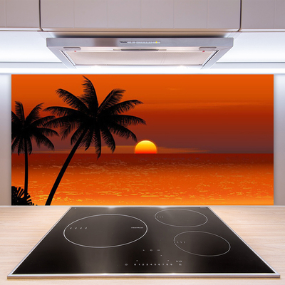 Küchenrückwand Spritzschutz Palmen Meer Sonne Landschaft
