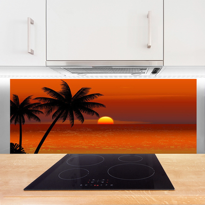Küchenrückwand Spritzschutz Palmen Meer Sonne Landschaft
