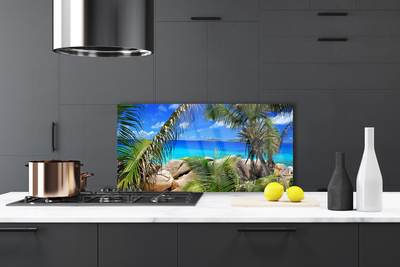 Küchenrückwand Spritzschutz Fels Blätter Landschaft