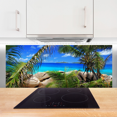 Küchenrückwand Spritzschutz Fels Blätter Landschaft
