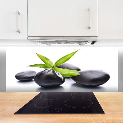 Küchenrückwand Spritzschutz Steine Blätter Kunst