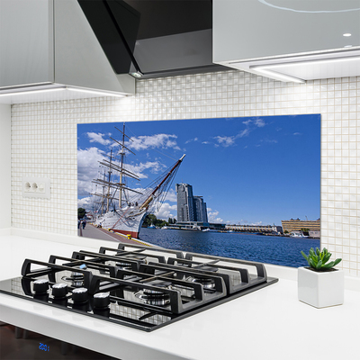 Küchenrückwand Fliesenspiegel Boot Meer Stadt Landschaft