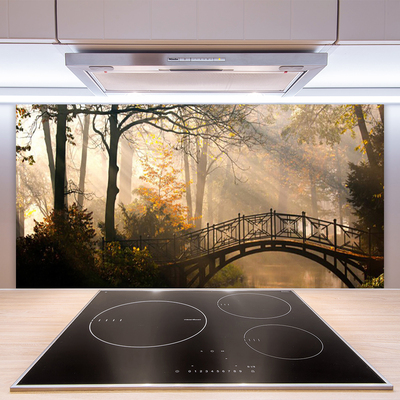 Küchenrückwand Fliesenspiegel Wald Brücke Architektur