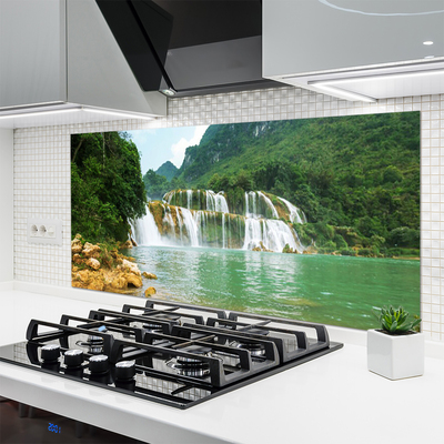 Küchenrückwand Fliesenspiegel Wald Wasserfall Landschaft