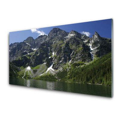 Küchenrückwand Fliesenspiegel Gebirge See Wald Landschaft