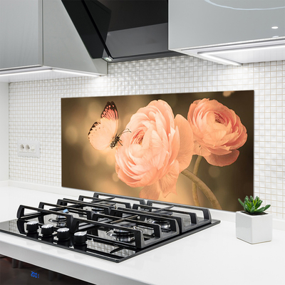 Küchenrückwand Fliesenspiegel Schmetterling Rosen Natur
