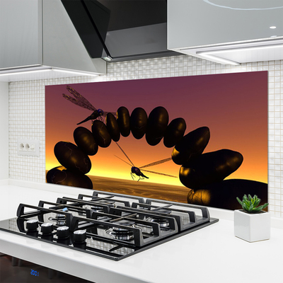 Küchenrückwand Fliesenspiegel Libellen Steine Kunst
