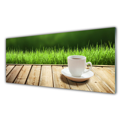 Küchenrückwand Fliesenspiegel Gras Tasse Natur