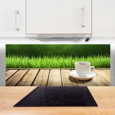 Küchenrückwand Fliesenspiegel Gras Tasse Natur