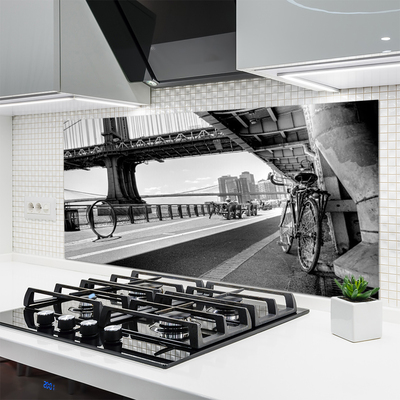 Küchenrückwand Fliesenspiegel Brücke Straße Fahrrad Architektur