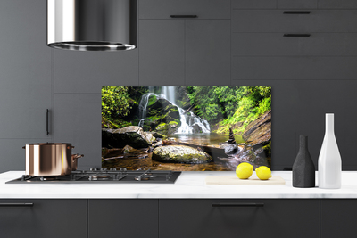 Küchenrückwand Fliesenspiegel Wasserfall Steine Wald Natur