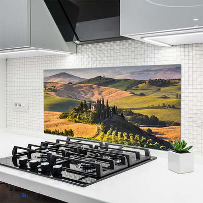 Küchenrückwand Fliesenspiegel Acker Gebirge Landschaft
