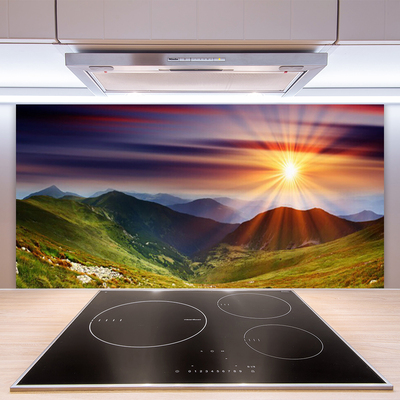 Küchenrückwand Fliesenspiegel Sonne Gebirge Natur
