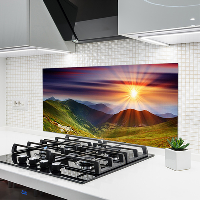 Küchenrückwand Fliesenspiegel Sonne Gebirge Natur