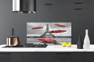Küchenrückwand Fliesenspiegel Eiffelturm Regenschirm Architektur