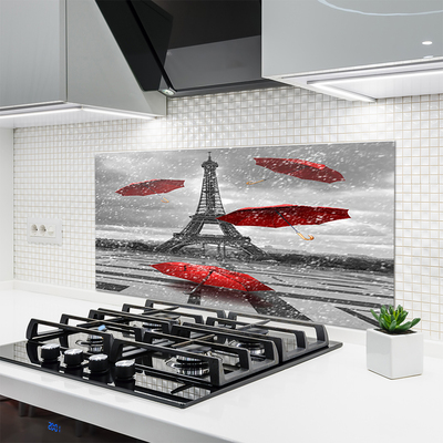 Küchenrückwand Fliesenspiegel Eiffelturm Regenschirm Architektur