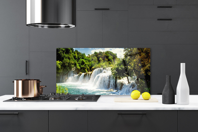 Küchenrückwand Fliesenspiegel Wasserfall Bäume Natur