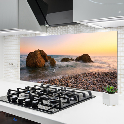 Küchenrückwand Fliesenspiegel Felsen Steine Meer Landschaft