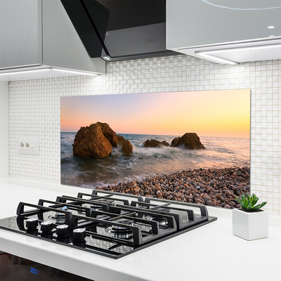 Küchenrückwand Fliesenspiegel Felsen Steine Meer Landschaft