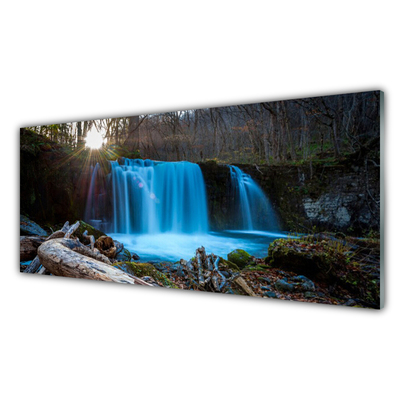 Küchenrückwand Fliesenspiegel Sonne Wald Wasserfall Natur