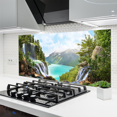 Küchenrückwand Fliesenspiegel Gebirge Bucht Wasserfall Natur