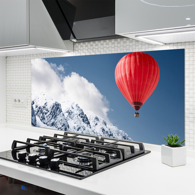 Küchenrückwand Fliesenspiegel Heißluftballon Gebirge Schnee Kunst