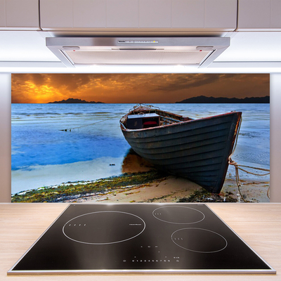 Küchenrückwand Fliesenspiegel Strand Boot Meer Landschaft
