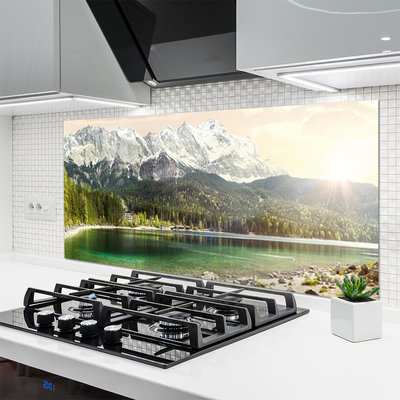 Küchenrückwand Fliesenspiegel Gebirge Wald See Landschaft