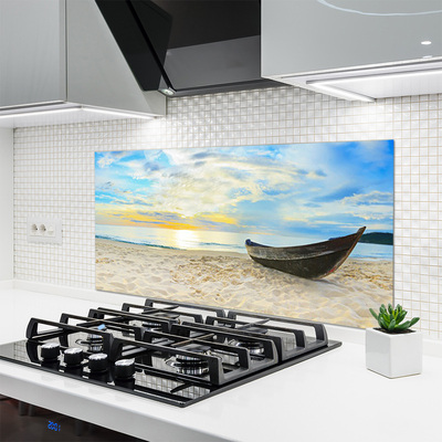 Küchenrückwand Fliesenspiegel Boot Strand Landschaft