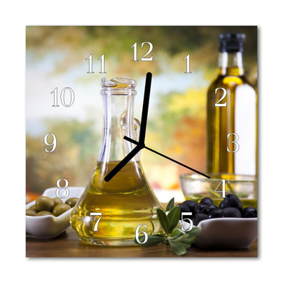 Glasuhr Küchenuhr Oliven Öl