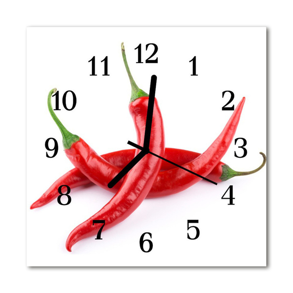 Glasuhr Küchenuhr Chilischoten