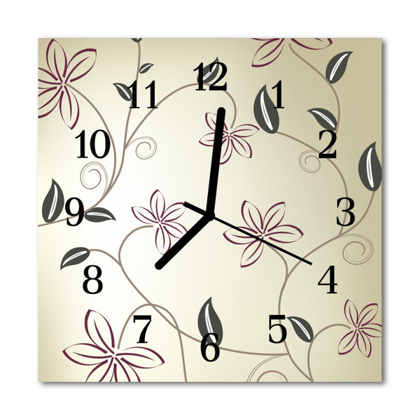 Glasuhr Küchenuhr Blumen Kunst