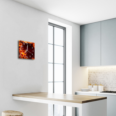 Glasuhr Küchenuhr Feuer Blumen