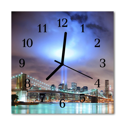 Glasuhr Küchenuhr Skyline Nacht