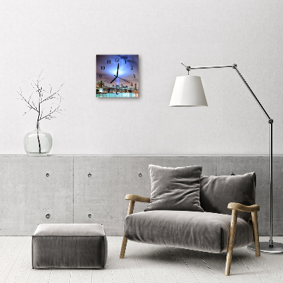 Glasuhr Küchenuhr Skyline Nacht