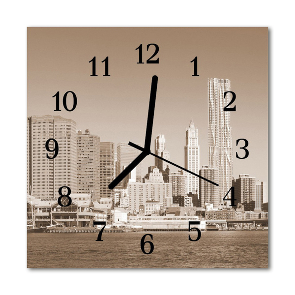 Glasuhr Küchenuhr Skyline