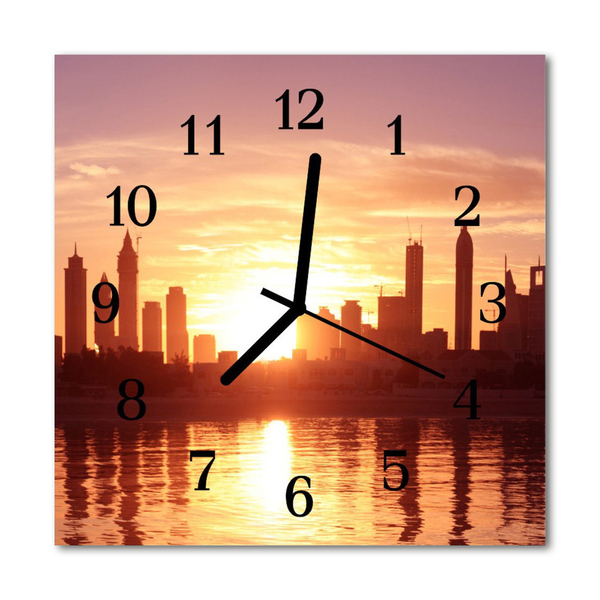 Glasuhr Küchenuhr Skyline