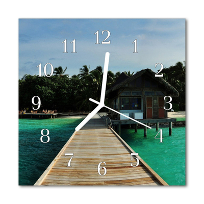 Glasuhr Küchenuhr Meer Palmen