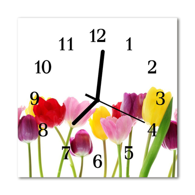 Glasuhr Küchenuhr Bunte Tulpen