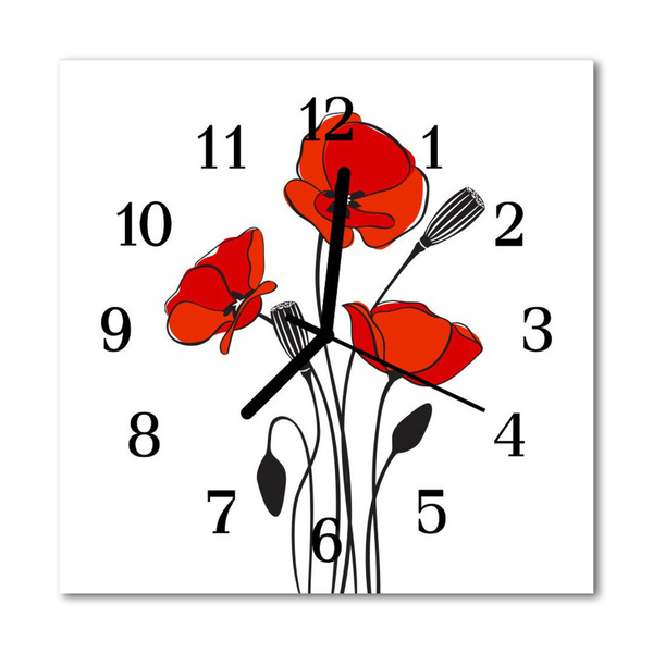 Glasuhr Küchenuhr Mohnblume