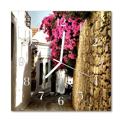 Glasuhr Küchenuhr Blumen Gasse