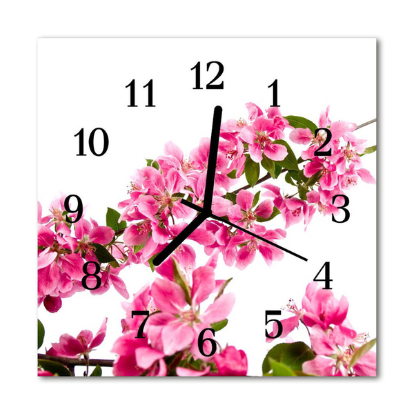 Glasuhr Küchenuhr Blumen