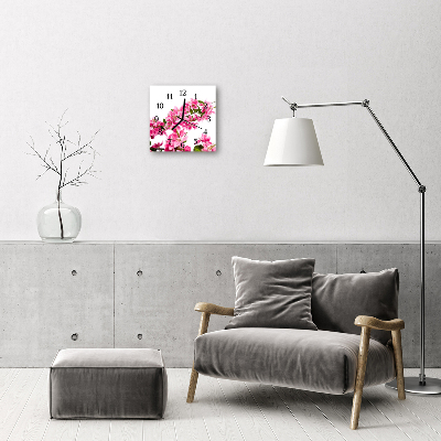 Glasuhr Küchenuhr Blumen