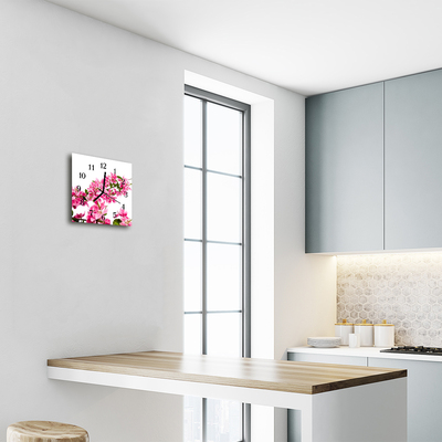 Glasuhr Küchenuhr Blumen