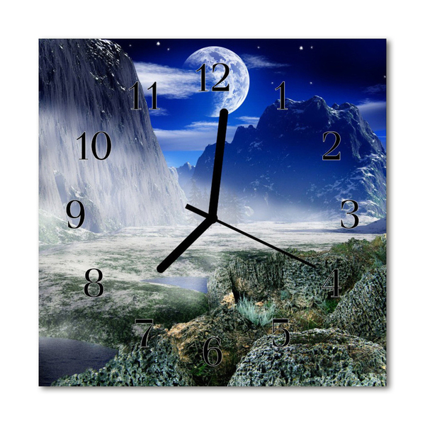 Glasuhr Küchenuhr Berge Mond
