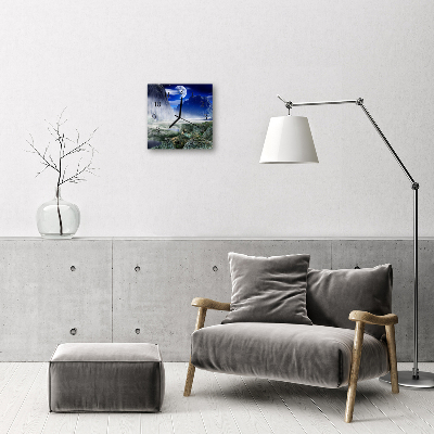 Glasuhr Küchenuhr Berge Mond