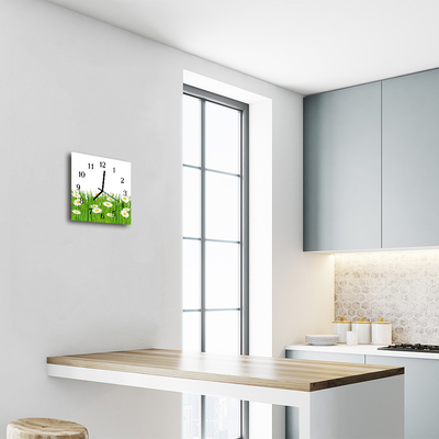 Glasuhr Küchenuhr Gänseblümchen