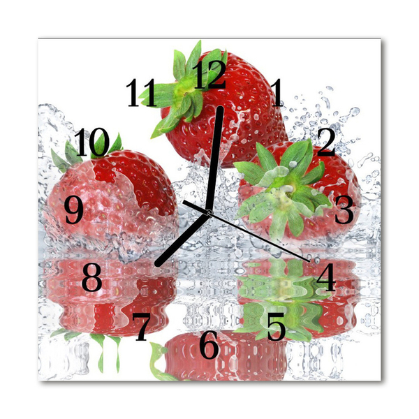 Glasuhr Küchenuhr Erdbeeren